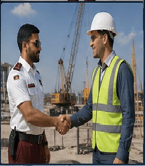 Arab Security Guards at Construction Site Saudi Arabia - Site Security Services